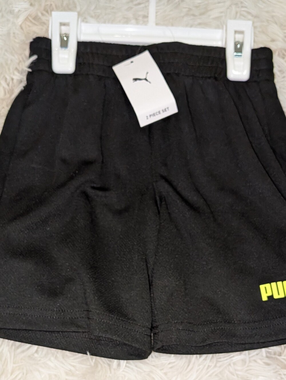 NWT, Puma, 2pc, Black W/Neon, Short Sleeve Tee And Black Shorts -Size 3T - Picture 2 of 4